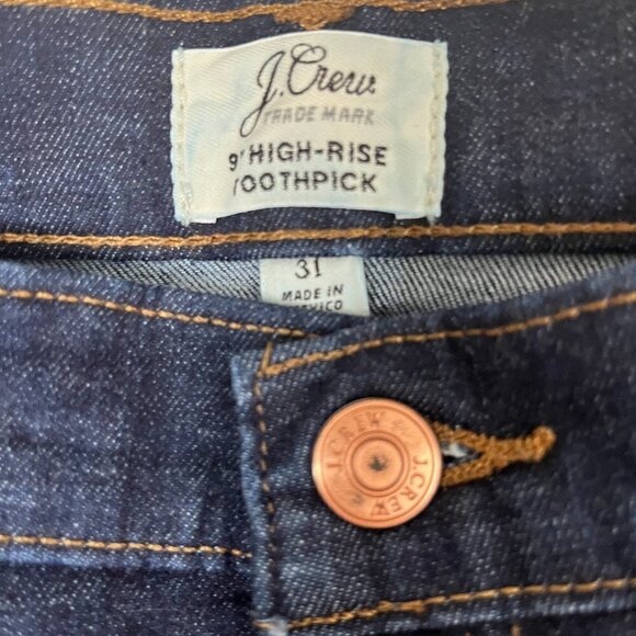 J Crew High Rise Toothpick Jeans Dark Wash Women's Size 31 - Picture 3 of 5